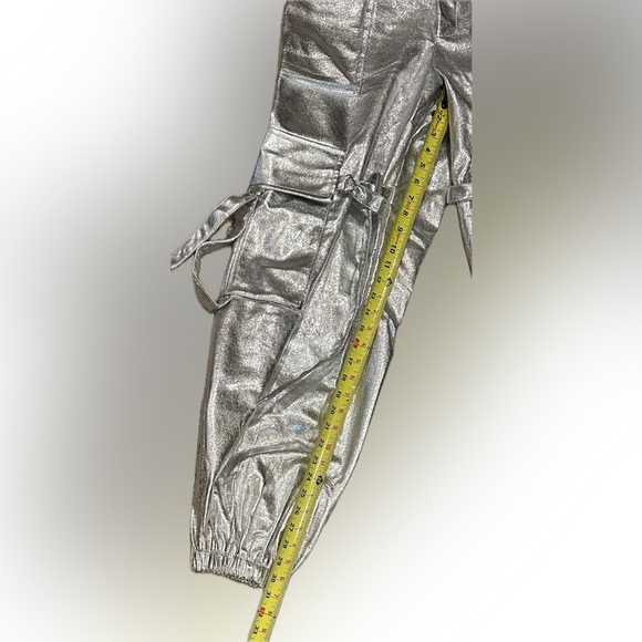 Hot & Delicious Silver Cargo Pants Metallic Shine - Picture 14 of 16
